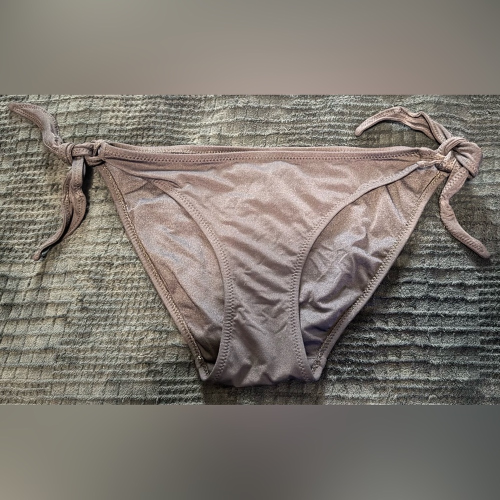 DKNY Black Bikini Bottom with floral embroidered pattern on back